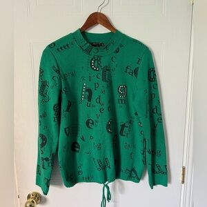Tricotto Chic Green letter print Sweater size S